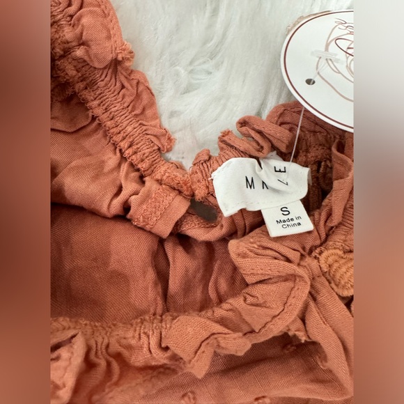 Boho Rosalie Dot On/Off The Shoulder Crop Top / Skirt Set-Small Color Terracotta - Picture 4 of 5